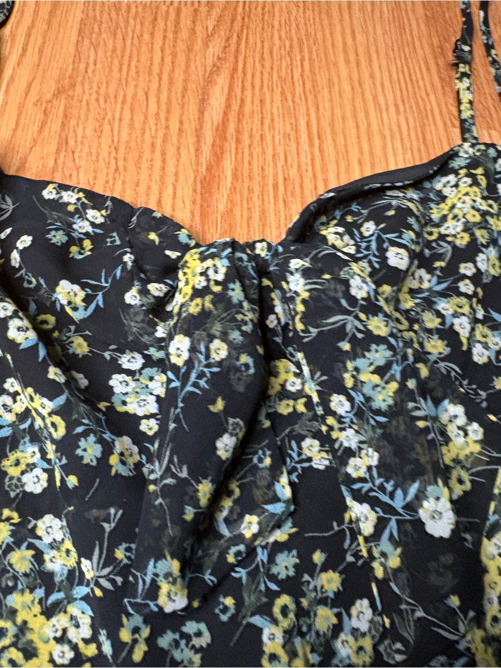 Lulu's Black Dress with Yellow and Aqua Floral Accent - Picture 4 of 10